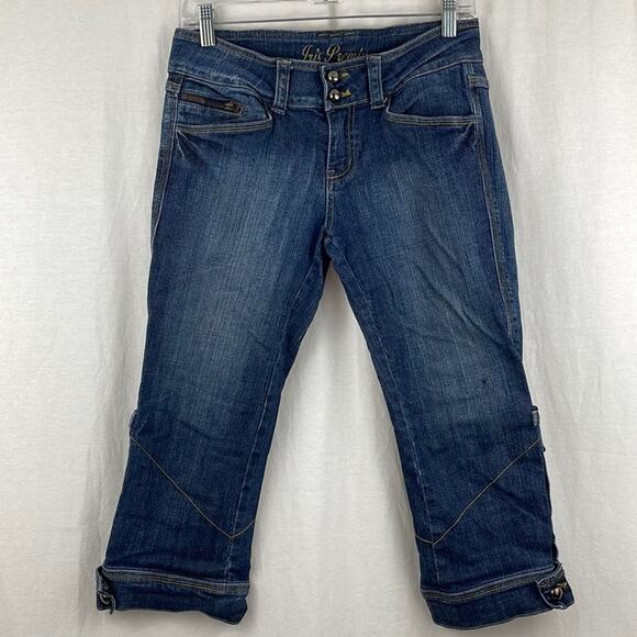 Iris Premium Cropped Y2K Button Cuff Jeans - Picture 1 of 8